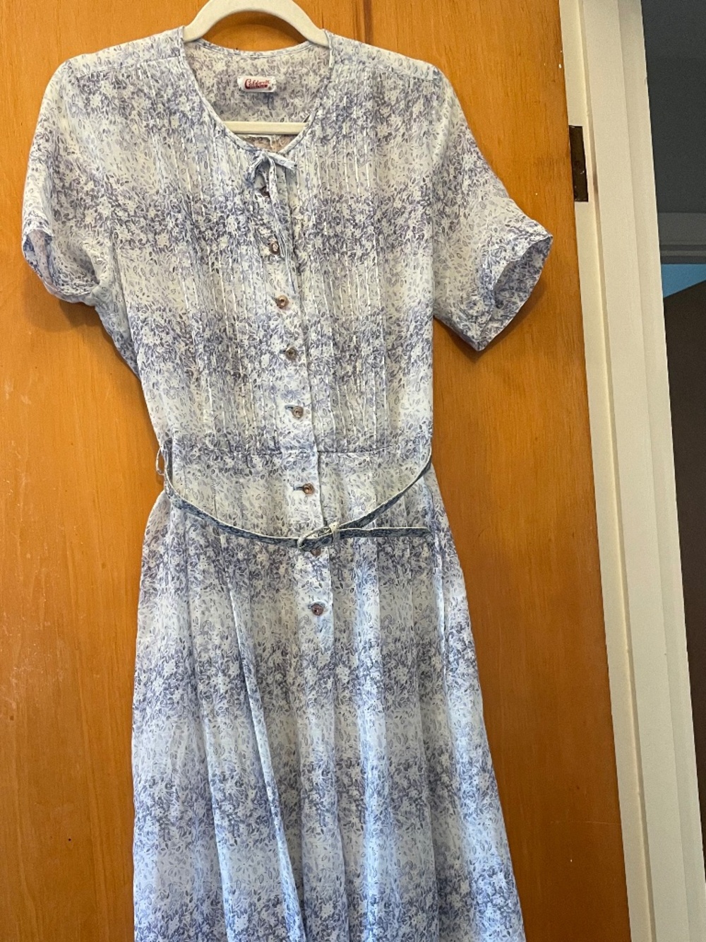 Blue & White Floral Cotton Vintage Caldwell Casual Dress
